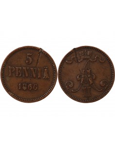 FINLANDE, ALEXANDRE II - 5 PENNIÄ 1866 2