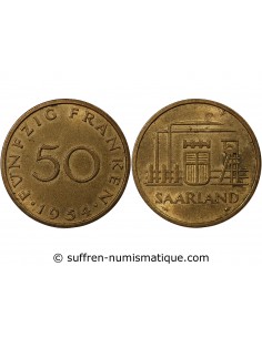 ALLEMAGNE, SARRE - 50 FRANKEN 1954