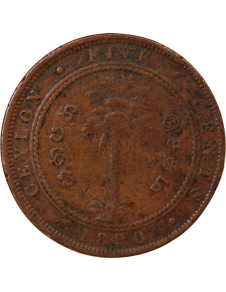 CEYLAN, VICTORIA - 5 CENTS 1890