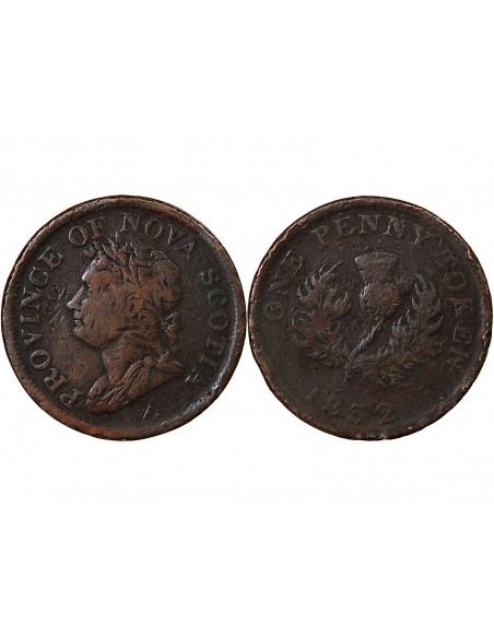 CANADA NOUVELLE ECOSSE, GEORGE IV - 1 PENNY TOKEN 1832