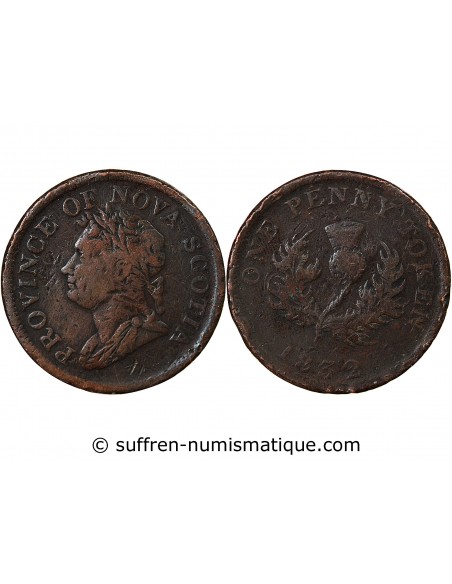 CANADA NOUVELLE ECOSSE, GEORGE IV - 1 PENNY TOKEN 1832
