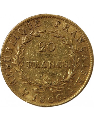 NAPOLEON Ier﻿ - 20 FRANCS OR 1806 A PARIS﻿ "Calendrier grégorien"