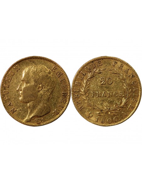 NAPOLEON Ier﻿ - 20 FRANCS OR 1806 A PARIS﻿ "Calendrier grégorien"