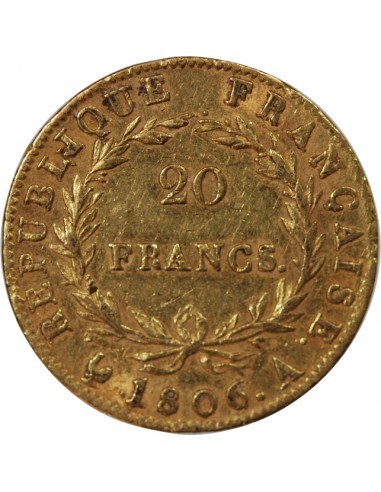 NAPOLEON Ier﻿ - 20 FRANCS OR 1806 A PARIS﻿ "Calendrier grégorien"