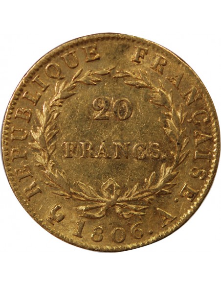 NAPOLEON Ier﻿ - 20 FRANCS OR 1806 A PARIS﻿ "Calendrier grégorien"
