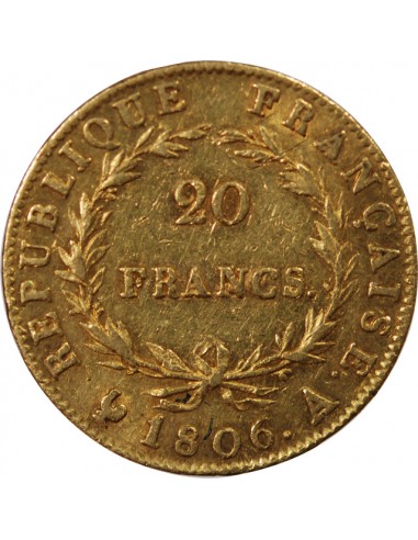 NAPOLEON Ier﻿ - 20 FRANCS OR 1806 A PARIS﻿ "Calendrier grégorien"