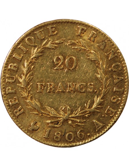 NAPOLEON Ier﻿ - 20 FRANCS OR 1806 A PARIS﻿ "Calendrier grégorien"