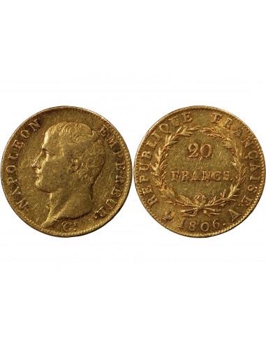 NAPOLEON Ier﻿ - 20 FRANCS OR 1806 A PARIS﻿ "Calendrier grégorien"