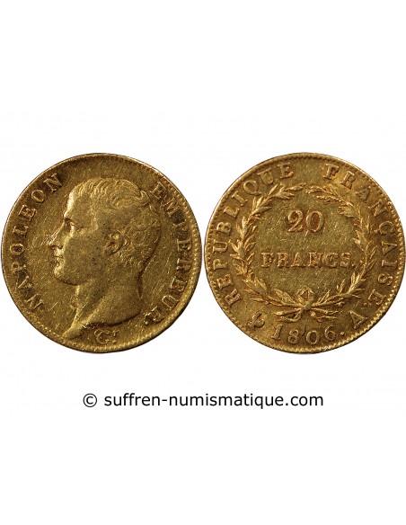 NAPOLEON Ier﻿ - 20 FRANCS OR 1806 A PARIS﻿ "Calendrier grégorien"