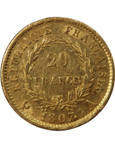 NAPOLEON Ier - 20 FRANCS OR 1807 A PARIS "Type Transitoire"