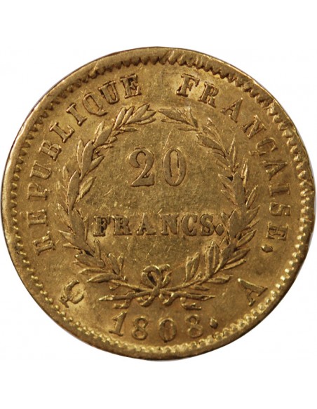 NAPOLEON Ier - 20 FRANCS OR 1808 A PARIS "Type République"﻿﻿