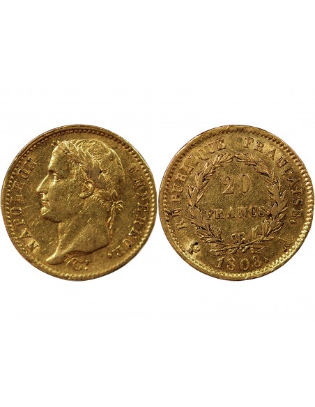 NAPOLEON Ier - 20 FRANCS OR 1808 A PARIS "Type République"﻿﻿