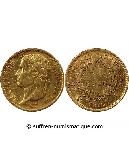 NAPOLEON Ier - 20 FRANCS OR 1808 A PARIS "Type République"﻿﻿