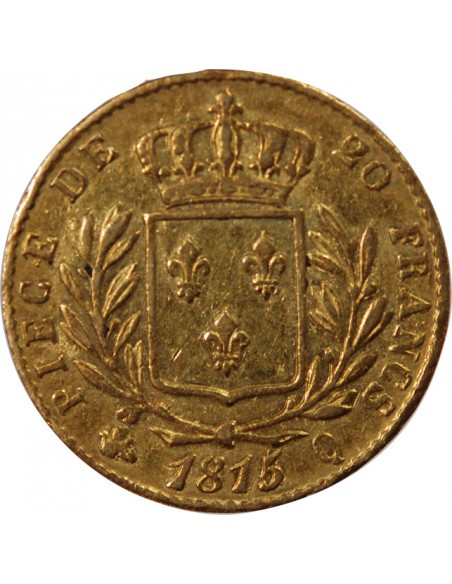 LOUIS XVIII - 20 FRANCS OR 1815 Q PERPIGNAN