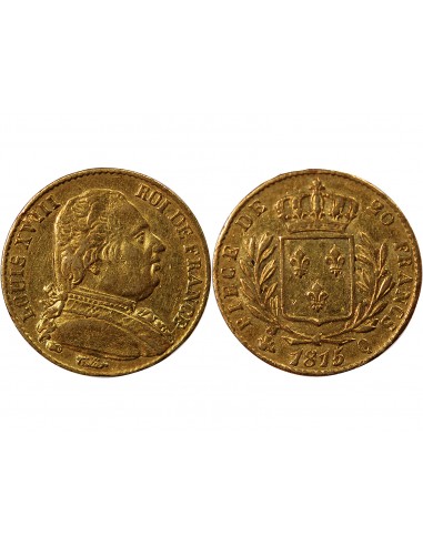 LOUIS XVIII - 20 FRANCS OR 1815 Q PERPIGNAN