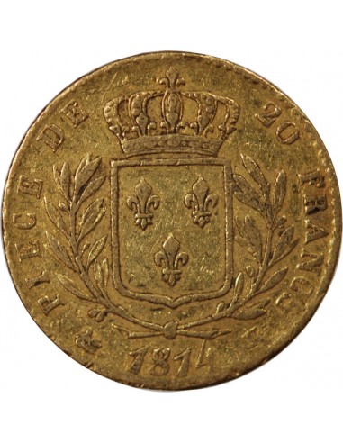 LOUIS XVIII - 20 FRANCS OR 1814 K BORDEAUX