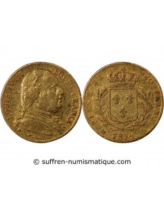 LOUIS XVIII - 20 FRANCS OR 1814 K BORDEAUX