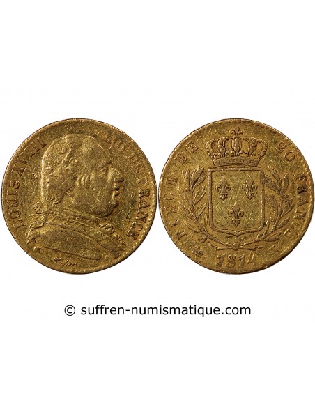 LOUIS XVIII - 20 FRANCS OR 1814 K BORDEAUX