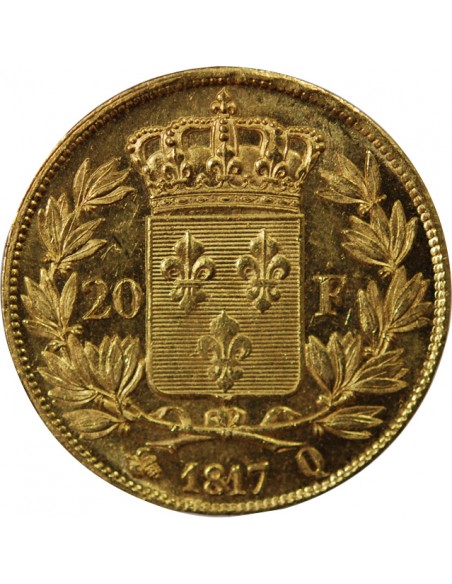 LOUIS XVIII - 20 FRANCS OR 1817 Q PERPIGNAN