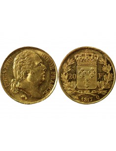 LOUIS XVIII - 20 FRANCS OR 1817 Q PERPIGNAN 2