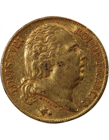 LOUIS XVIII - 20 FRANCS OR 1818 A PARIS