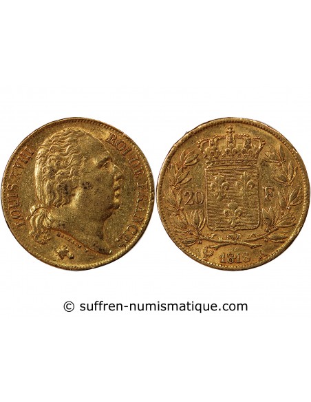 LOUIS XVIII - 20 FRANCS OR 1818 A PARIS