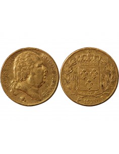 LOUIS XVIII - 20 FRANCS OR 1820 A PARIS﻿ 2