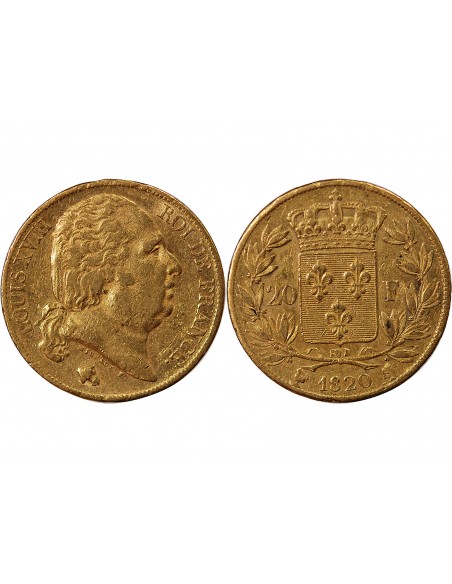 LOUIS XVIII - 20 FRANCS OR 1820 A PARIS﻿