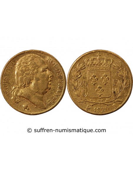 LOUIS XVIII - 20 FRANCS OR 1820 A PARIS﻿
