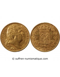 LOUIS XVIII - 20 FRANCS OR 1824 A PARIS﻿