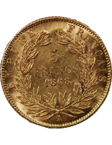 NAPOLEON III - 5 FRANCS OR 1868 A PARIS