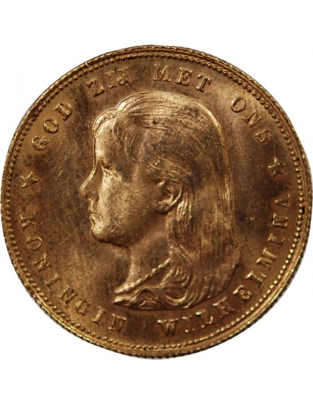 PAYS-BAS, WILHELMINA - 10 GULDEN OR 1897