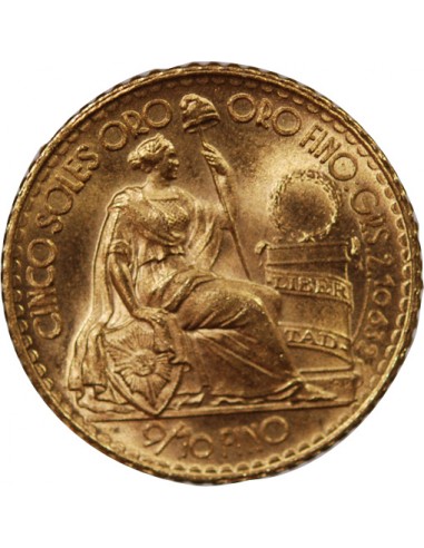 PEROU - 5 SOLS OR 1965 LIMA