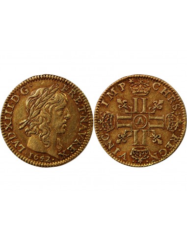 LOUIS XIII - 1/2 LOUIS D'OR A LA MECHE LONGUE 1641 A PARIS