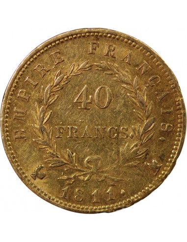 NAPOLEON Ier﻿ - 40 FRANCS OR 1811 A PARIS Variété A/COQ