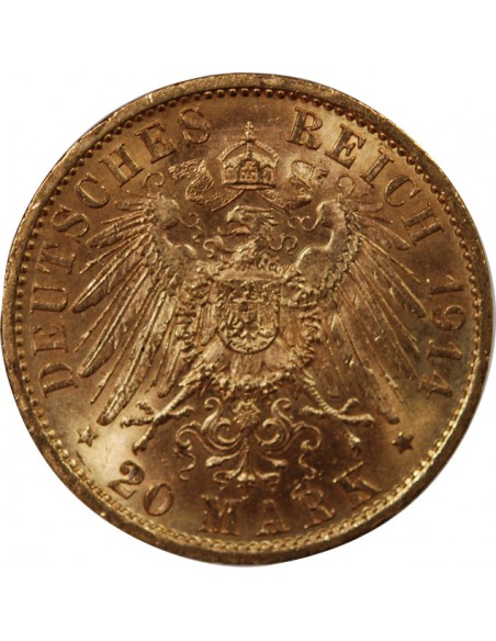 ALLEMAGNE, PRUSSE, WILHELM II - 20 MARK OR 1914