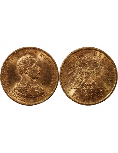 ALLEMAGNE, PRUSSE, WILHELM II - 20 MARK OR 1914