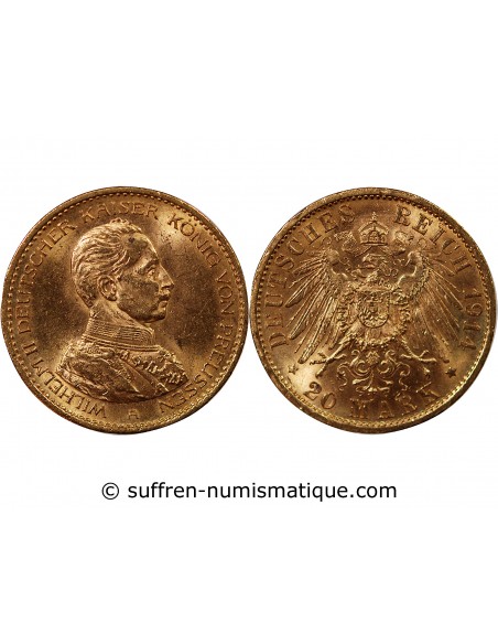 ALLEMAGNE, PRUSSE, WILHELM II - 20 MARK OR 1914