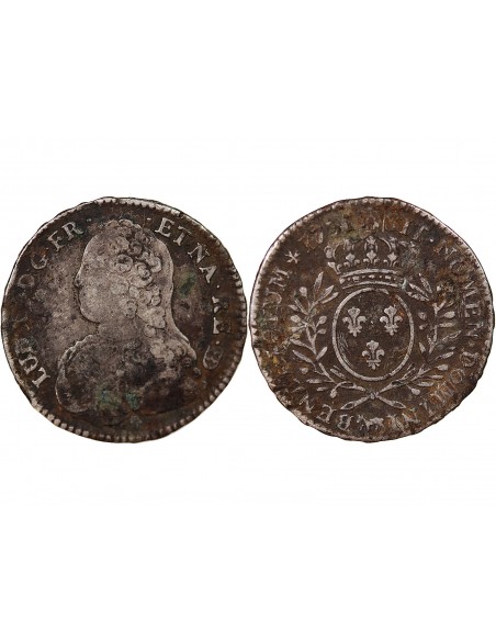 LOUIS XV - 1/2 ECU DE BÉARN ARGENT AUX BRANCHES D'OLIVIER 1731 PAU