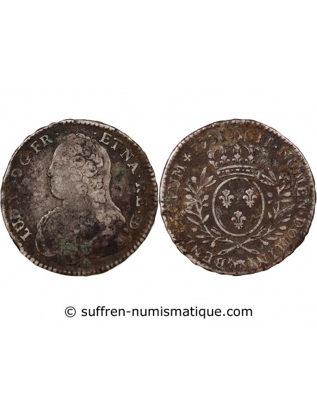 LOUIS XV - 1/2 ECU DE BÉARN ARGENT AUX BRANCHES D'OLIVIER 1731 PAU