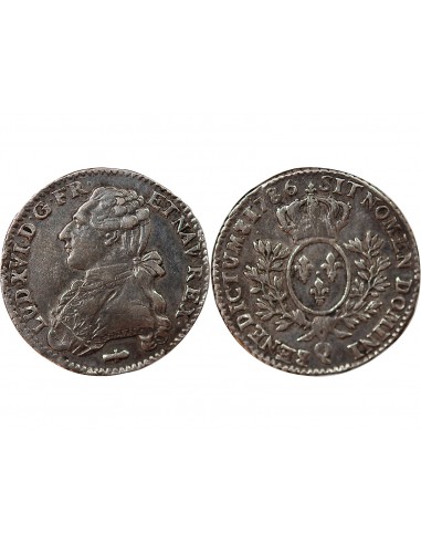 LOUIS XVI - 1/5 ECU ARGENT AUX BRANCHES D'OLIVIER 1786 Q PERPIGNAN