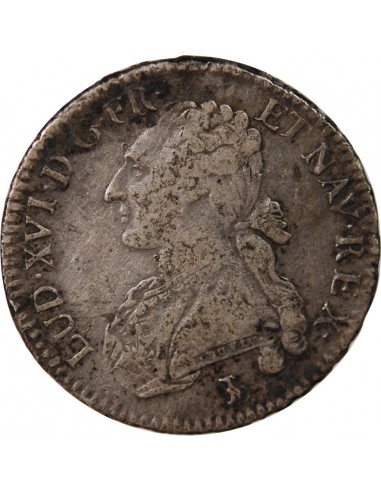 LOUIS XV - 1/2 ECU ARGENT AUX BRANCHES D'OLIVIER 1789 T NANTES - R3