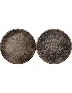 LOUIS XV - 1/2 ECU ARGENT AUX BRANCHES D'OLIVIER 1789 T NANTES - R3 2