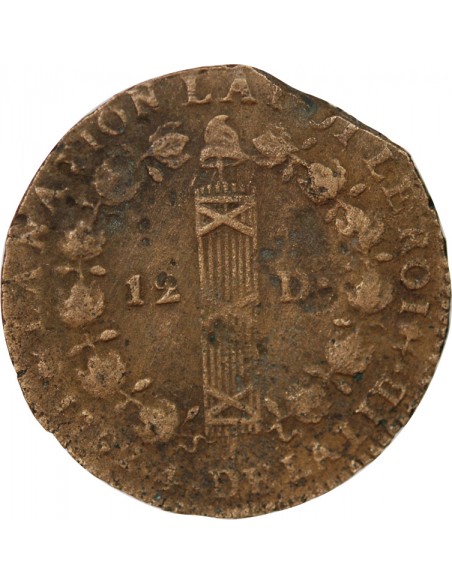 LOUIS XVI, CONSTITUTION - 12 DENIERS 1792 T NANTES