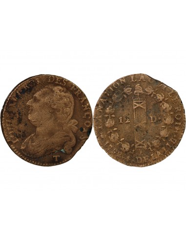 LOUIS XVI, CONSTITUTION - 12 DENIERS 1792 T NANTES