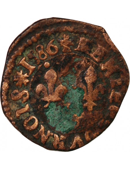 HENRI III - DENIER TOURNOIS 1586 T NANTES