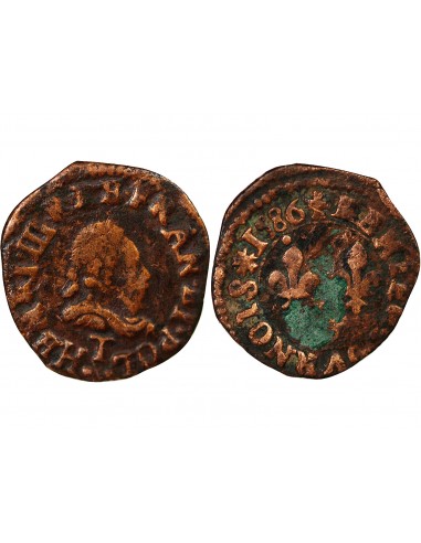 HENRI III - DENIER TOURNOIS 1586 T NANTES