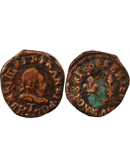 HENRI III - DENIER TOURNOIS 1586 T NANTES