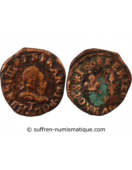 HENRI III - DENIER TOURNOIS 1586 T NANTES