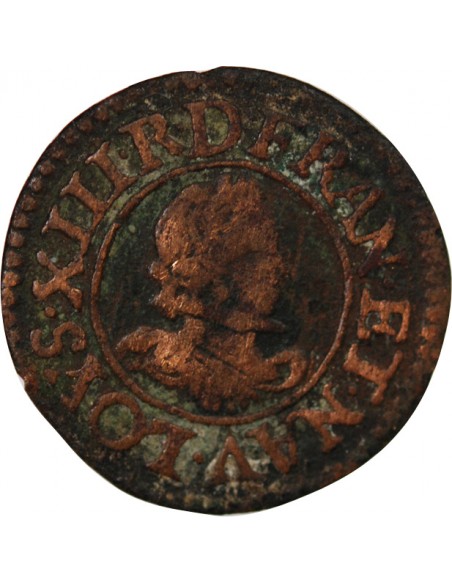 LOUIS XIII - DENIER TOURNOIS 1620 G POITIERS
